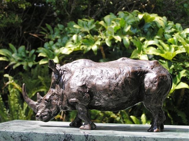White Rhino and Calf (Bronze Rhinoceros sculpture) - Image 3
