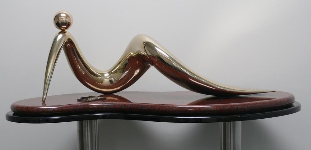 Woman Reading (Abstract Indoor Bronze Lying statuette) - Image 2