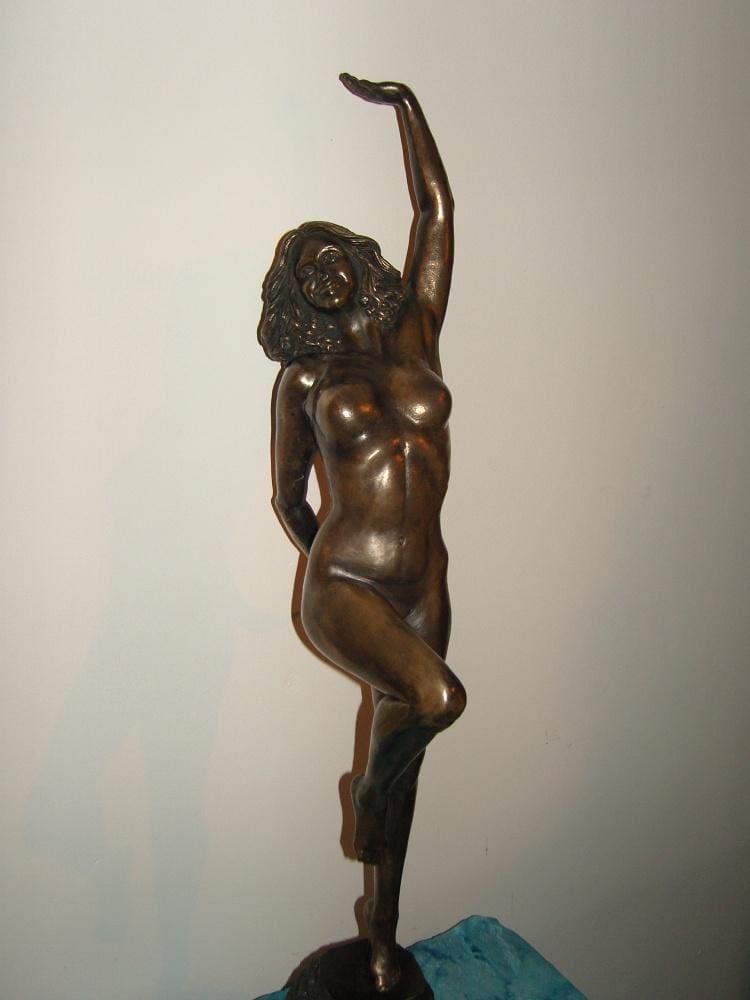 Dancing (Bronze Carefree Nude Girl Woman sculpture)