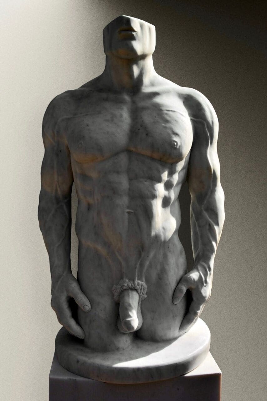 Beautiful Man II (Carved Nude Male Torso statue)