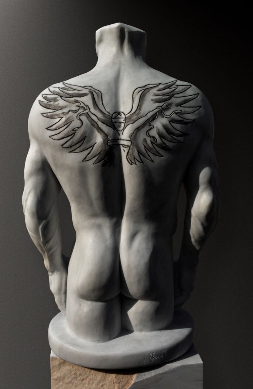 Beautiful Man II (Carved Nude Male Torso statue) - Image 2