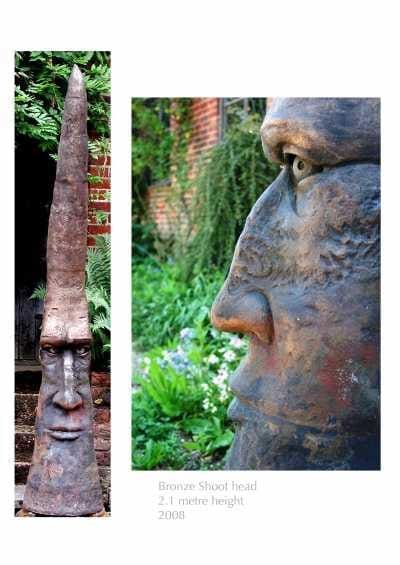 Shoot Head (Bronze Abstract Distorted Mans Head sculpture)