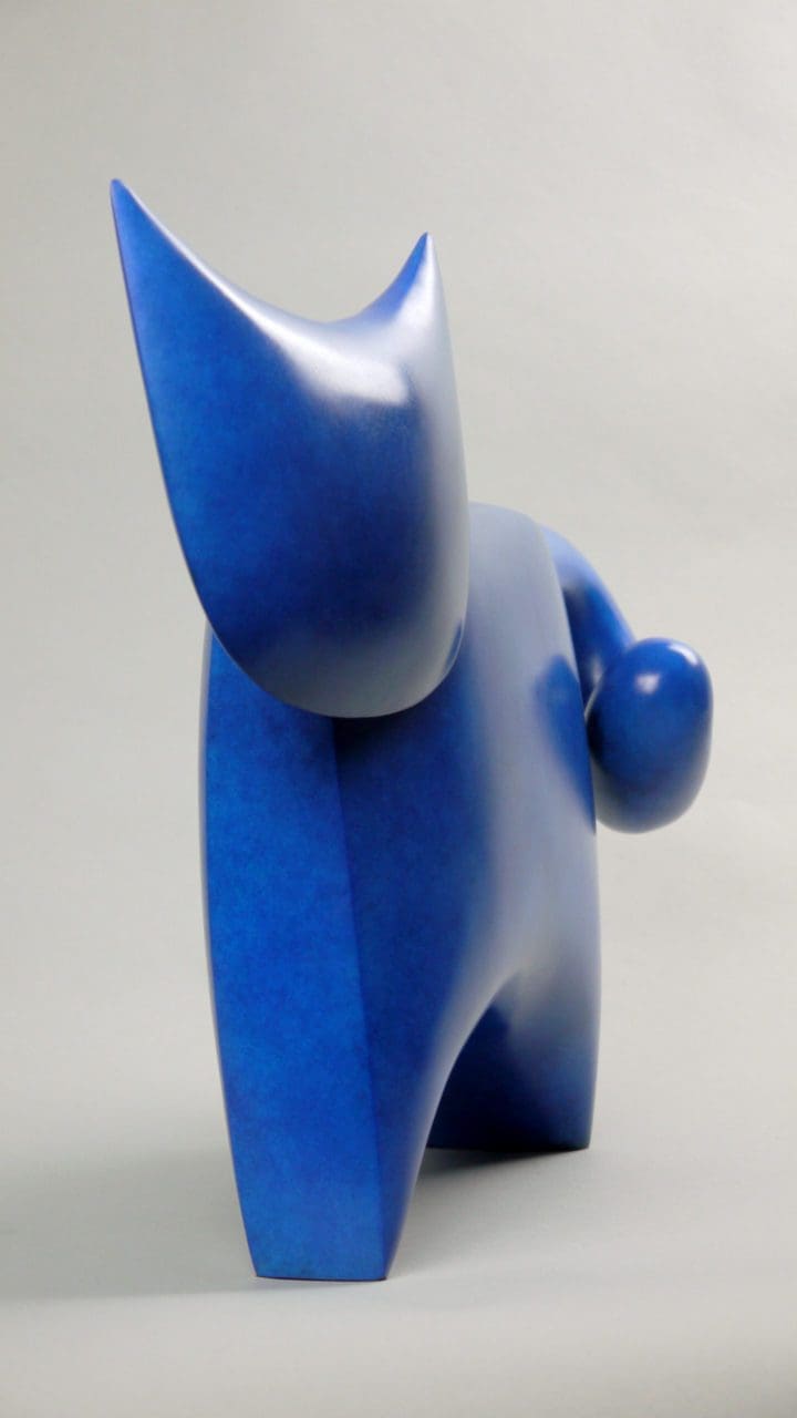 C@ II (Minimalist Bronze Blue Cat statue) - Image 2