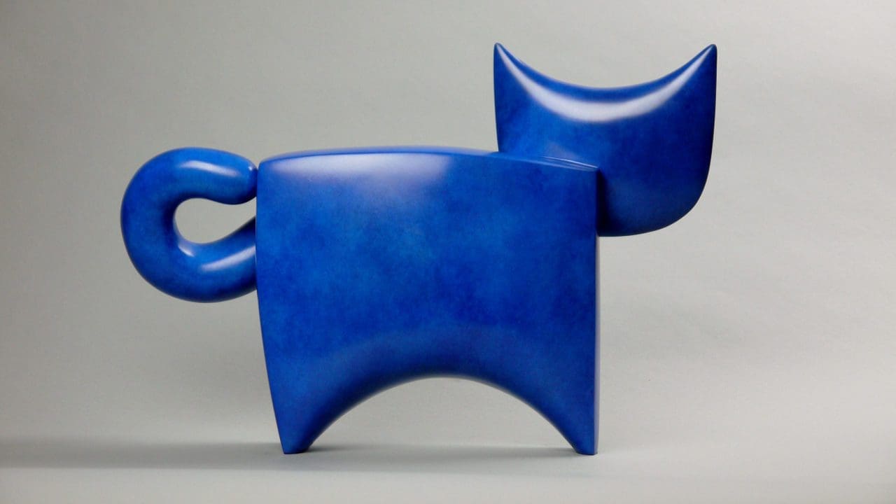 C@ II (Minimalist Bronze Blue Cat statue) - Image 3