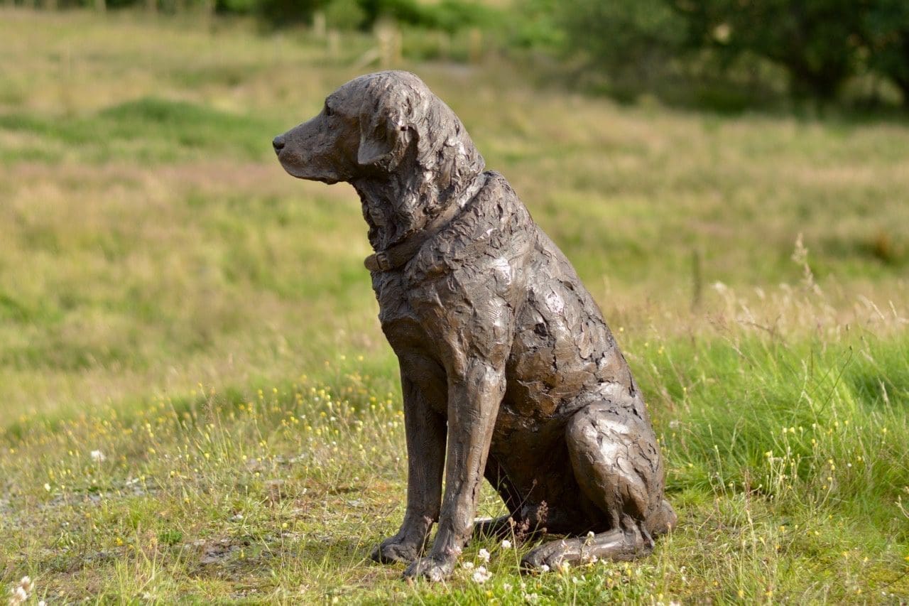 Seated Labrador (Realistic Bronze Resin Lifesize Dog Sculpture) - Image 4