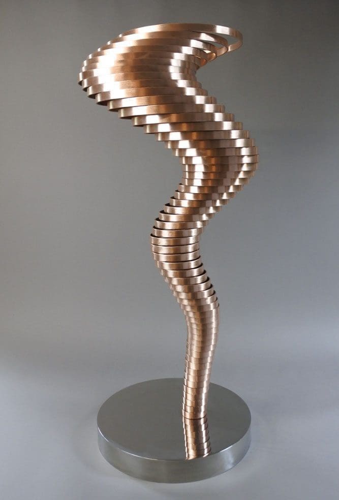 Vortex II - Contemporary (Brushed Copper Whirlwind sculpture)