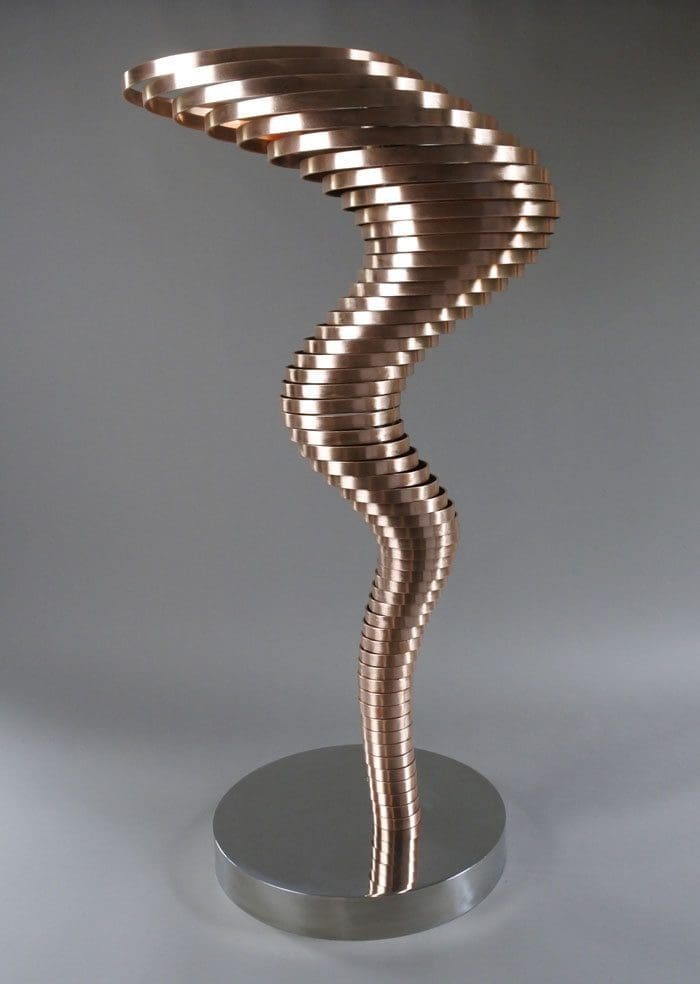 Vortex II - Contemporary (Brushed Copper Whirlwind sculpture) - Image 2
