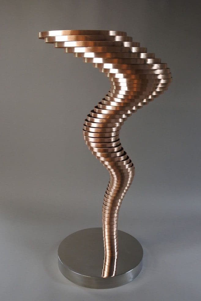 Vortex II - Contemporary (Brushed Copper Whirlwind sculpture) - Image 3