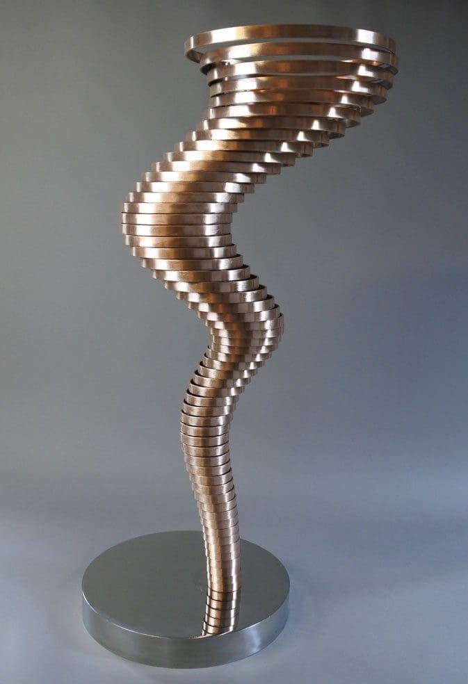 Vortex II - Contemporary (Brushed Copper Whirlwind sculpture) - Image 4