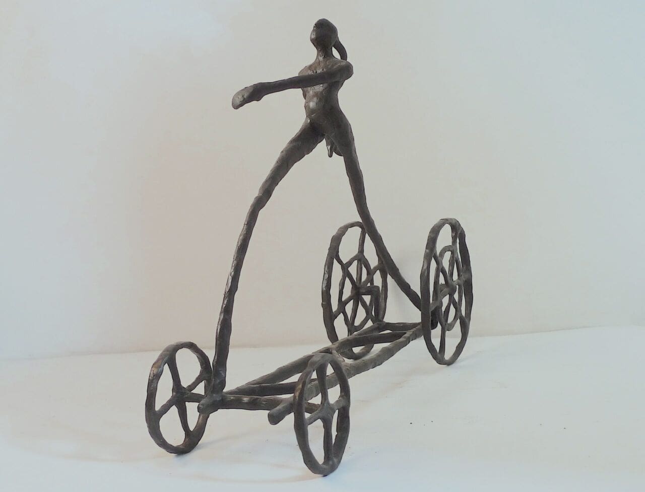 Pursuit (Abstract Bronze Running Stick Female statuette) - Image 3