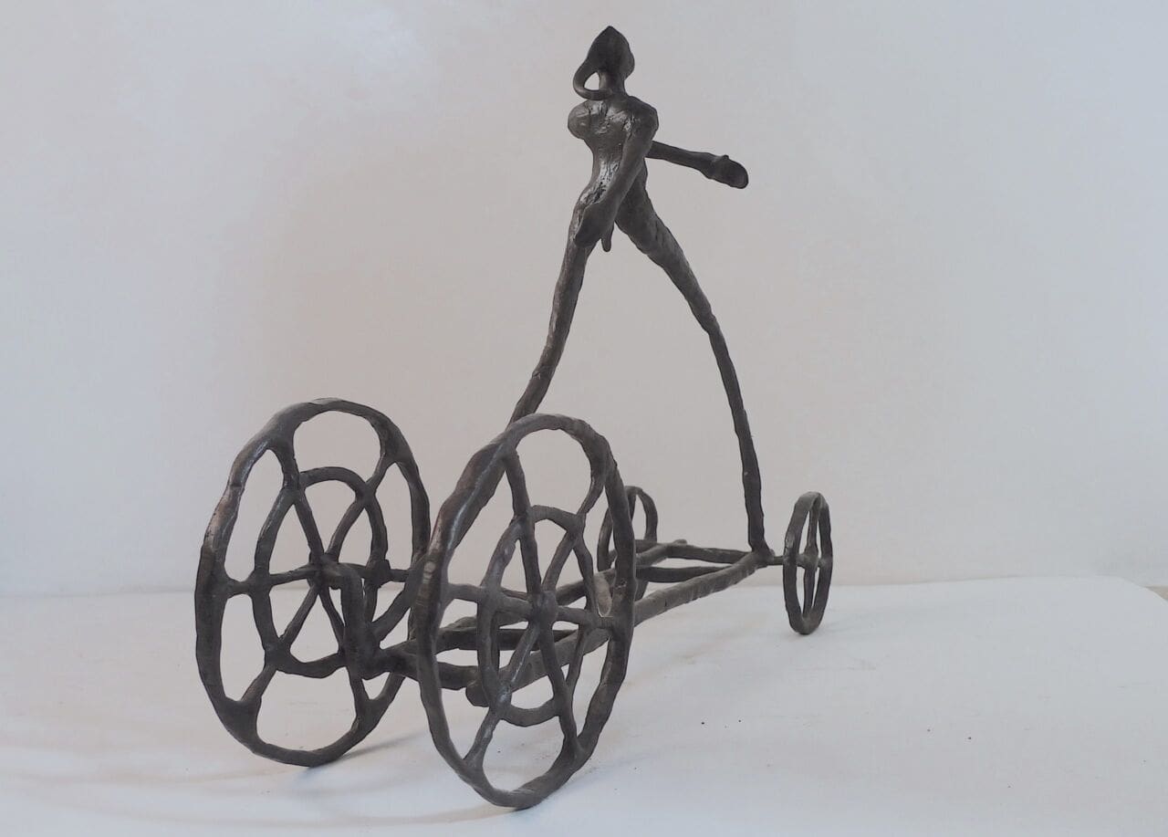 Pursuit (Abstract Bronze Running Stick Female statuette) - Image 5