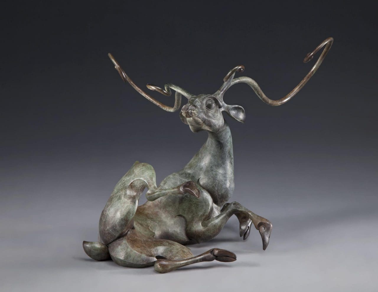Awakening Buck (Abstract Young Buck Deer Bronze statuette) - Image 3