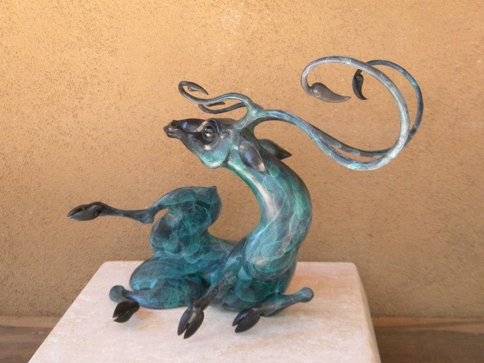 Awakening Buck (Abstract Young Buck Deer Bronze statuette) - Image 4