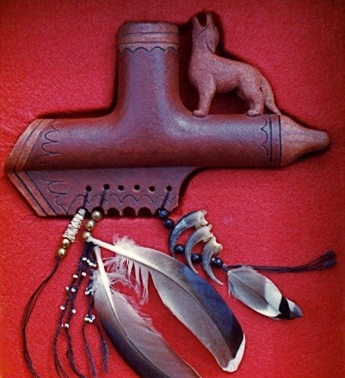 Peace Pipe (Hand Carved Ceramic Decorated Cultural sculpture)