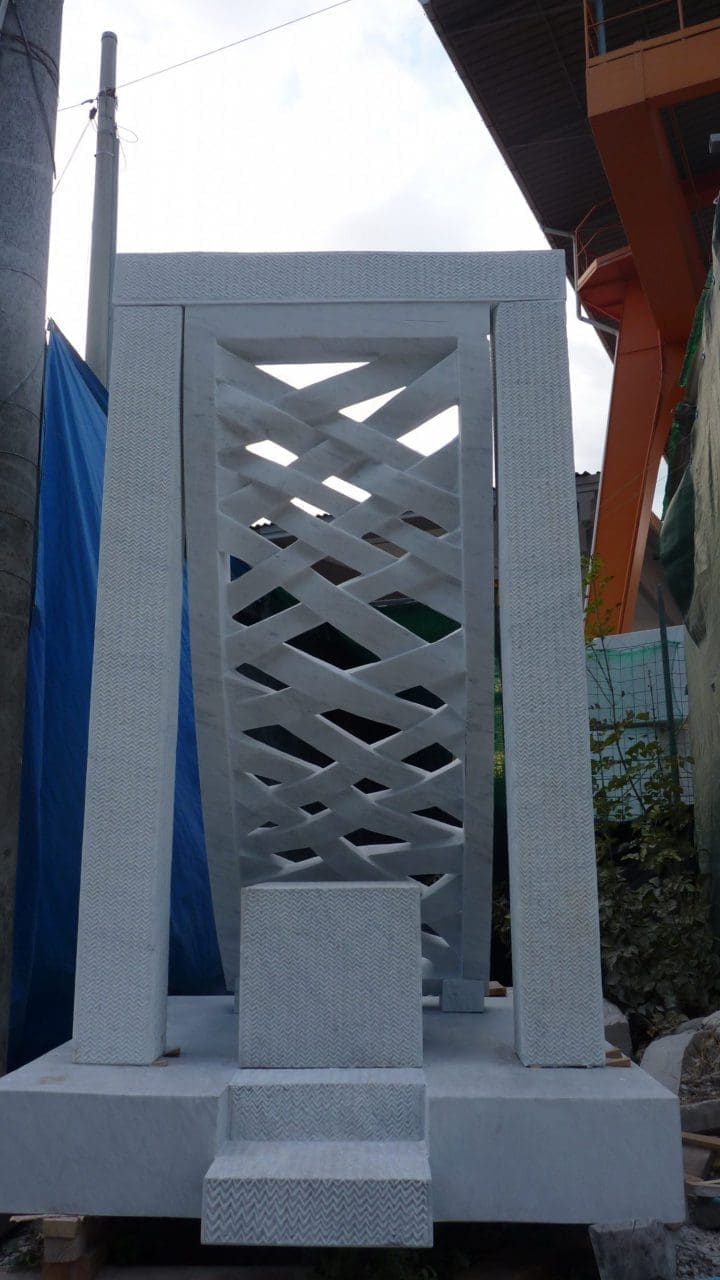 Throne (Carved marble Woven Strap Hammock statue)