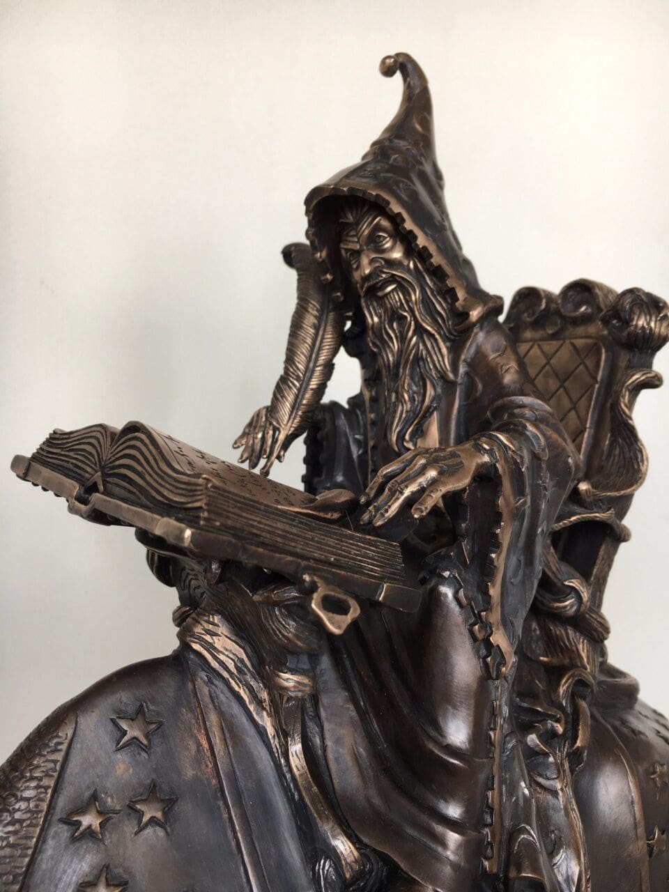 Wizard on Rhino (Small Bronze Mythical Indoor sculpture) - Image 3