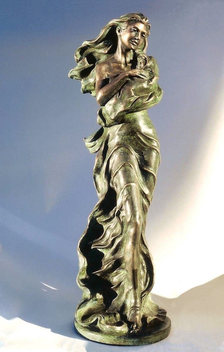 Motherhood (Small Bronze Mother and Child sculpture)