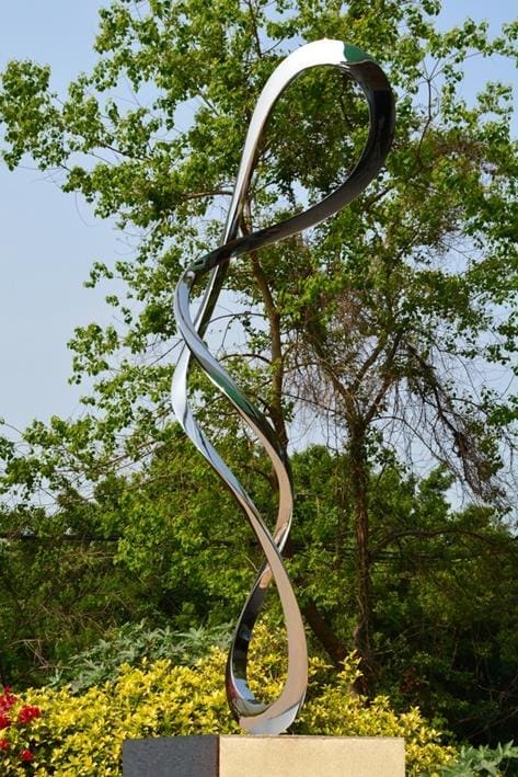 Stretching No.2 (Abstract stainless Steel Yard statue)