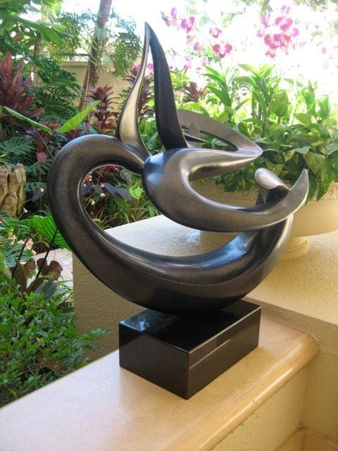 Ocean Dream (Bronze Abstract Modern Sea Swirl statue)