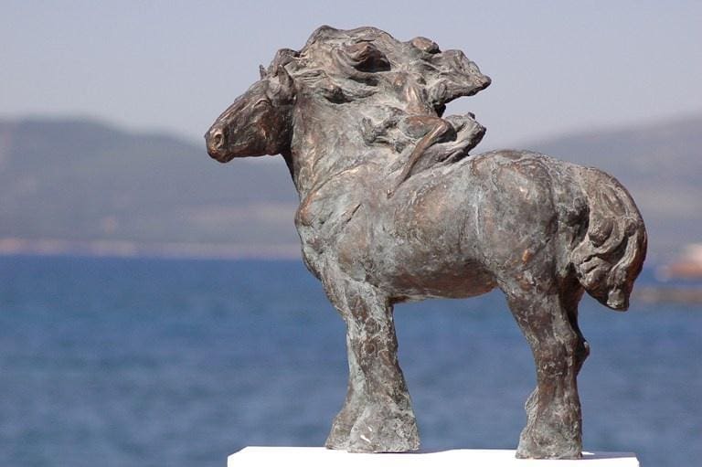 The Night (Small Bronze Old Proud Horse statuette)