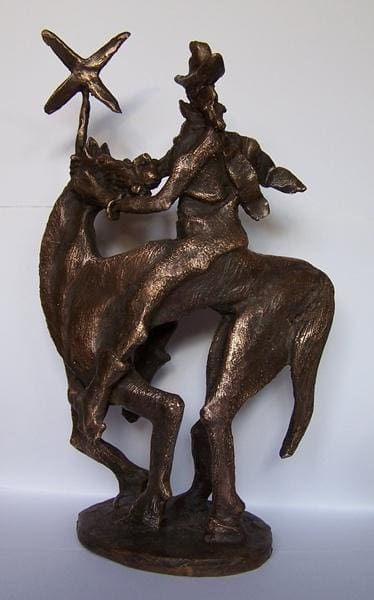 Don Quixote (Small Bronze Man and Horse Abstract statuette)