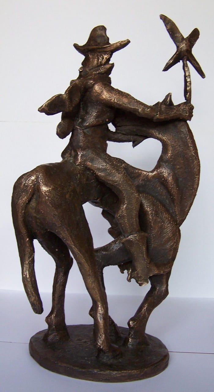 Don Quixote (Small Bronze Man and Horse Abstract statuette) - Image 2