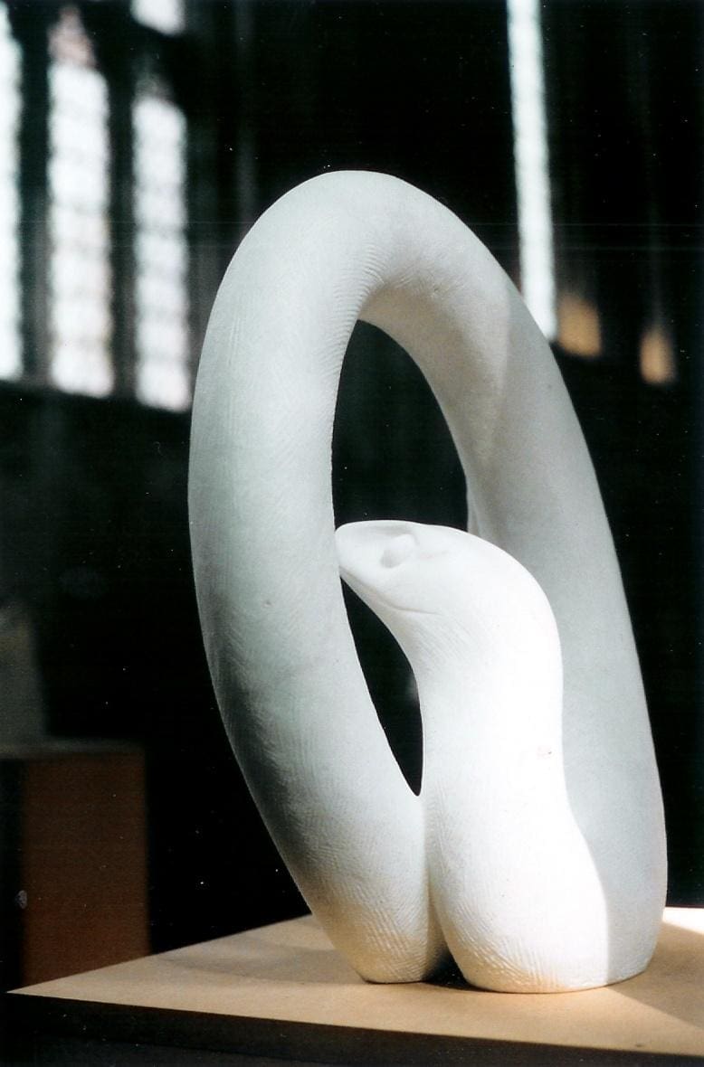 Snake (Carved White marble Garden statue)