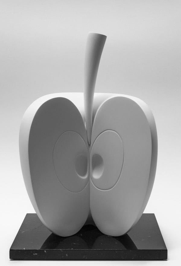 Apple (Big Outsize White Ceramic Apple sculpture)