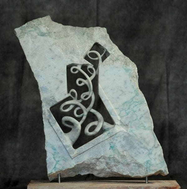 Grow - (Abstract Stone Climbing Plant Yard sculpture)