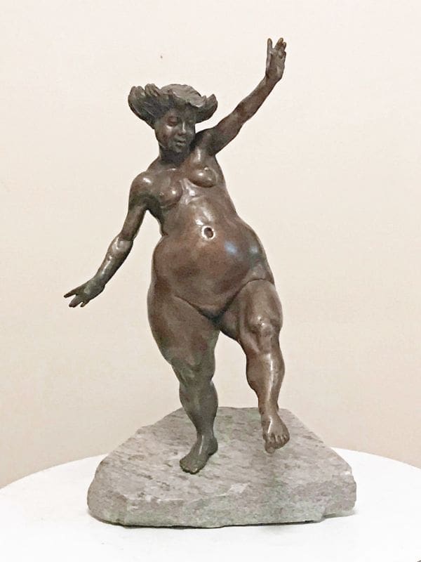 Skinny Dip (Bronze Nude Plump Dancing Woman statue)