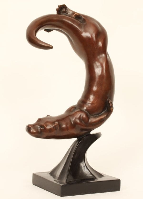 Playful Otter (Small Bronze Indoor statue/statuette) - Image 3