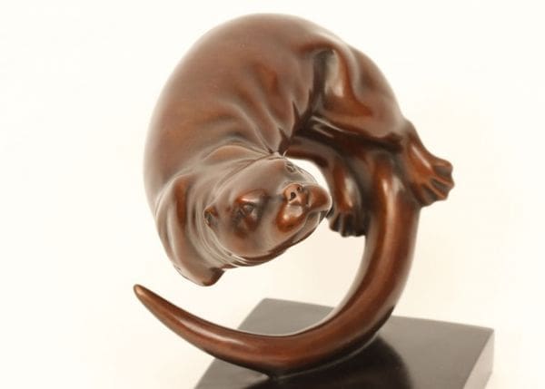 Swimming Otter (Bronze Otter sculptures statuettes) - Image 2