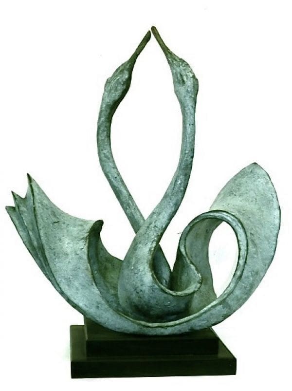 Swanlake (Bronze Abstract Mating Swans sculpture) - Image 2