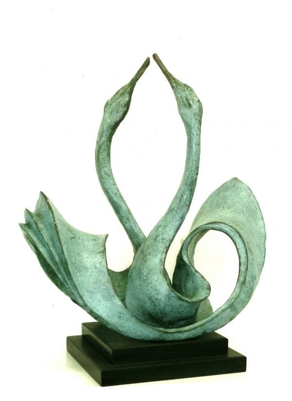Swanlake (Bronze Abstract Mating Swans sculpture) - Image 3