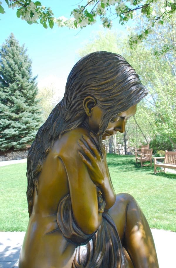 "Solitaire" -  life size female form, nude bronze statue. (152 cm high) - Image 4