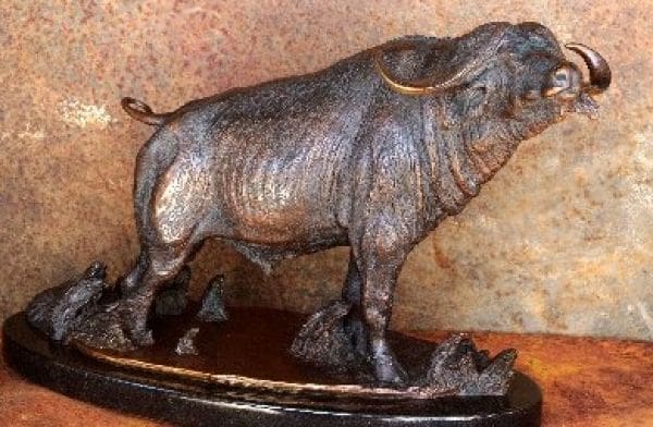 Focus (Bronze Bull Buffalo sculpture statuette)