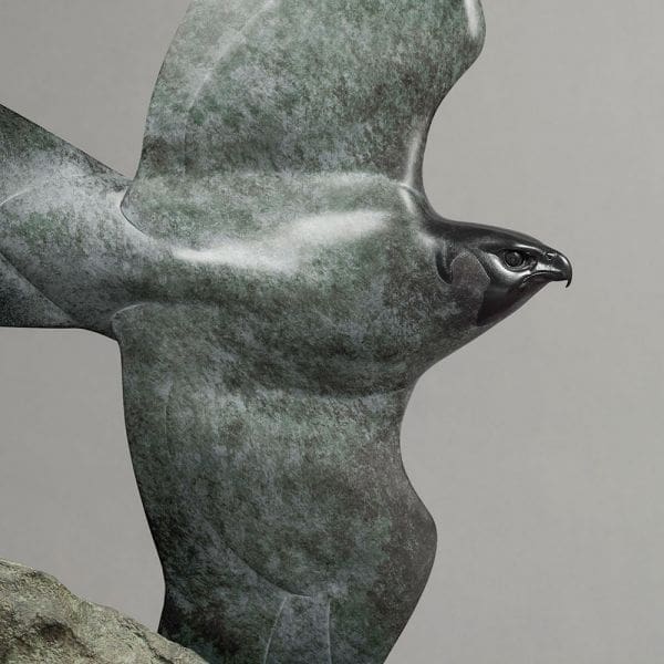 Peregrine Falcon (Bronze Flying Bird of Prey sculpture) - Image 2