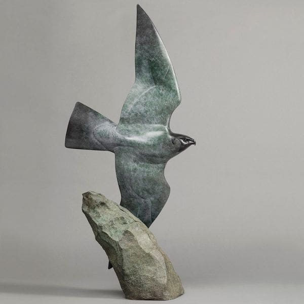 Peregrine Falcon (Bronze Flying Bird of Prey sculpture) - Image 4