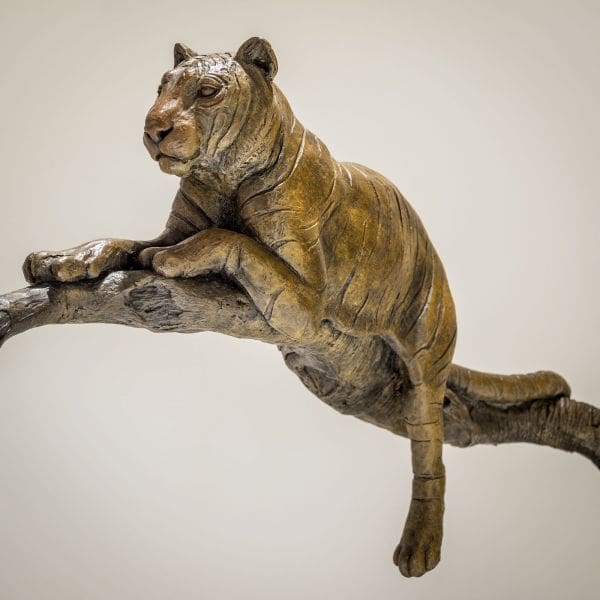 Raj at Rest (Tiger Resting Drowsing on Branch statue) - Image 2