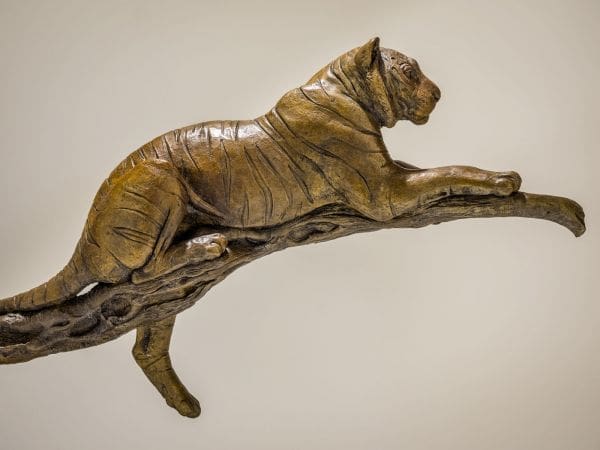 Raj at Rest (Tiger Resting Drowsing on Branch statue) - Image 4