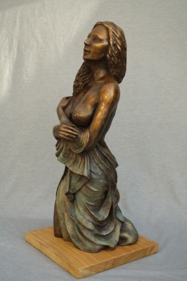 Du Matin (Small Awakening Naked Girl Bronze sculpture)