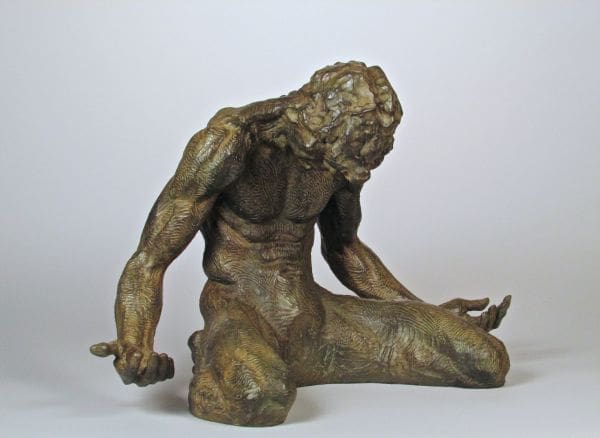 Surrender (Small Nude Kneeling Muscular Man statue) - Image 3