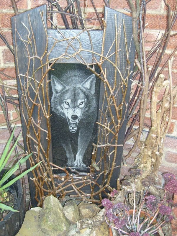 Hand Etched WOLF (Prowling Hunting Wall Panel Carving)