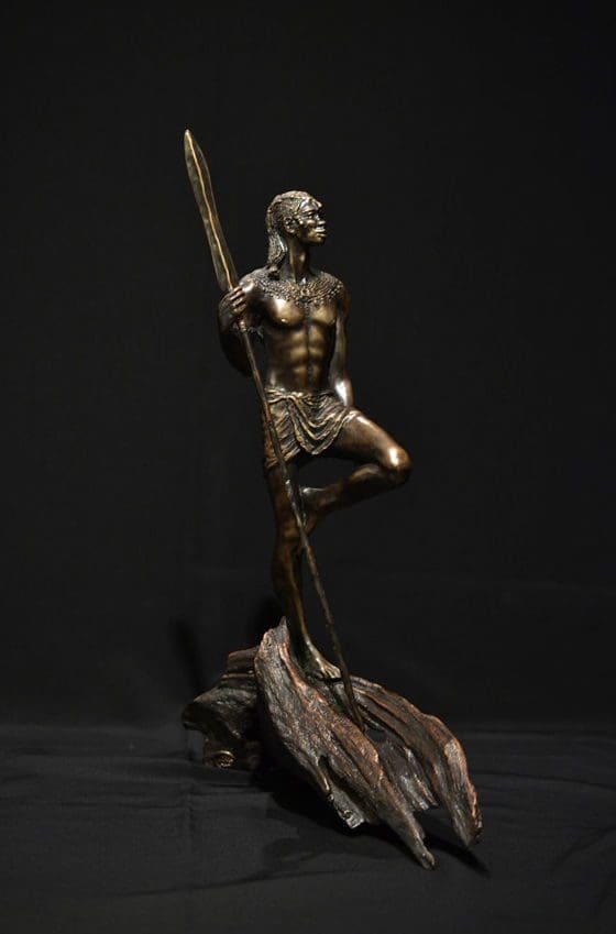 Bronze Masai Warrior sculpture by Anna Tölgyesi Poós