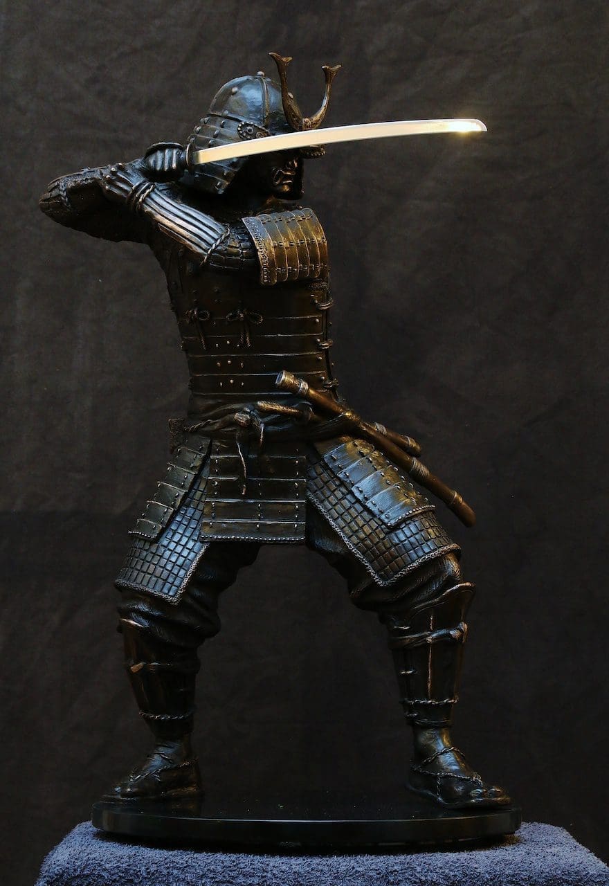 Bronze Samurai warrior sculpture by Brandon Borgelt