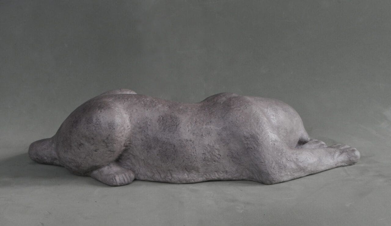 Snow leopard stone resin sculpture by Milan Sorm