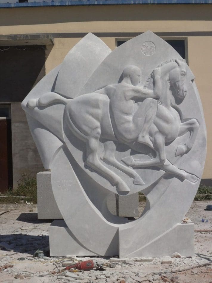 Bronze sculpture of a rider on horseback by Ivan Tsiskadze