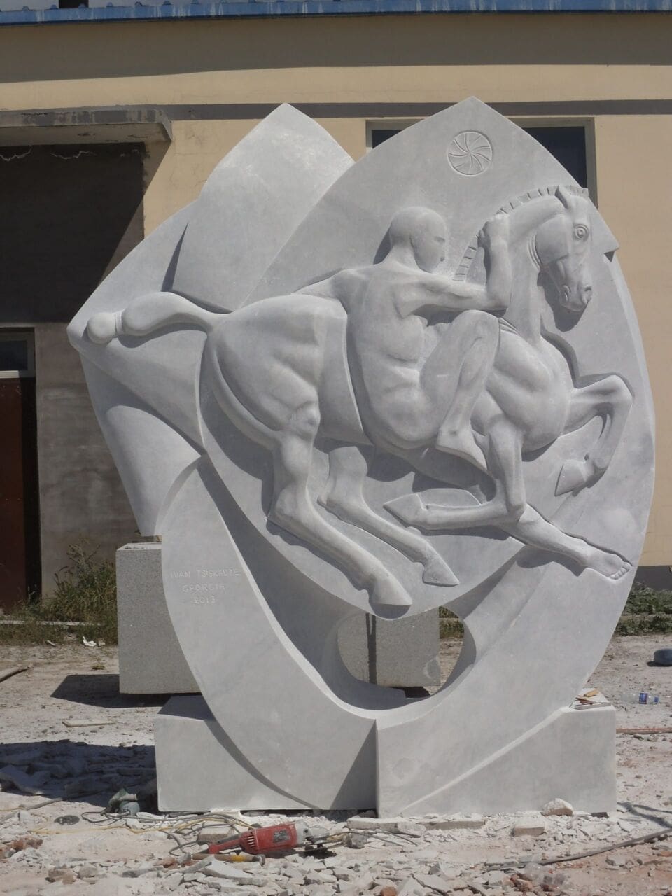 Bronze sculpture of a rider on horseback by Ivan Tsiskadze