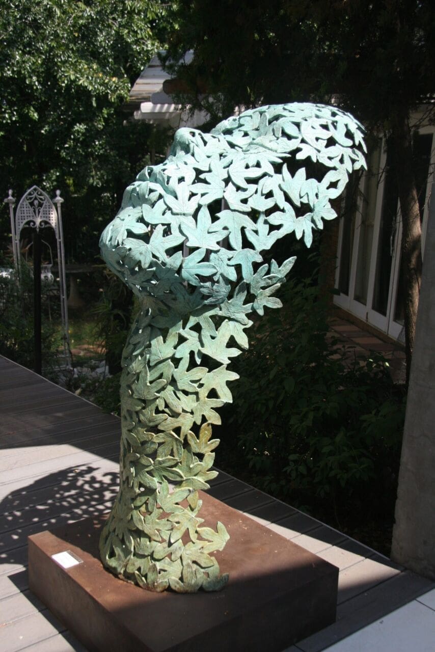 Large bronze female face sculpture “Lightness of Being” by Heidi Hadaway