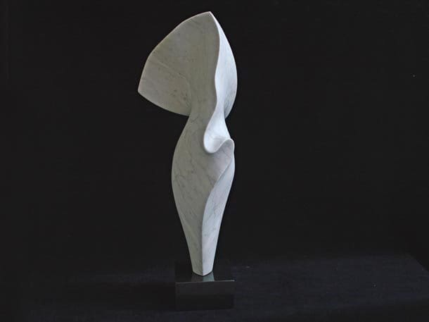Marble angel sculpture by Michael Binkley for interior display